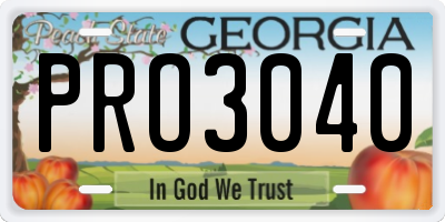 GA license plate PRO3040