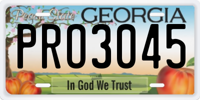 GA license plate PRO3045