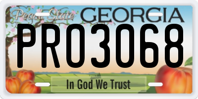 GA license plate PRO3068