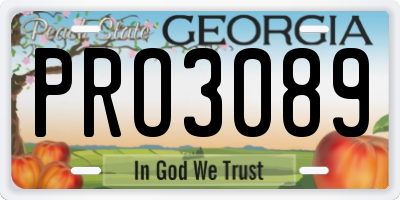GA license plate PRO3089