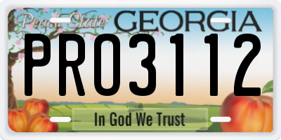 GA license plate PRO3112