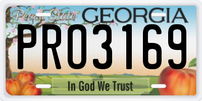 GA license plate PRO3169