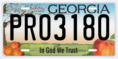 GA license plate PRO3180