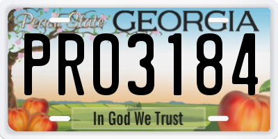 GA license plate PRO3184