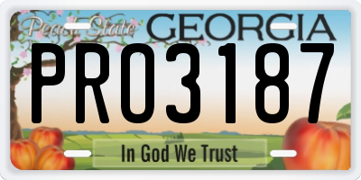 GA license plate PRO3187