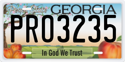 GA license plate PRO3235