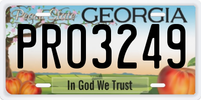 GA license plate PRO3249