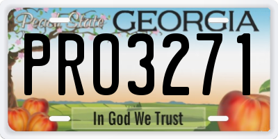 GA license plate PRO3271