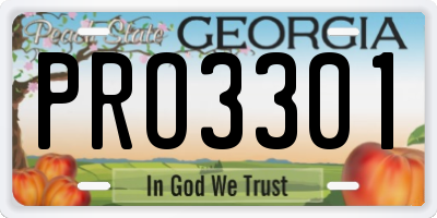 GA license plate PRO3301