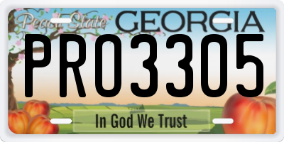 GA license plate PRO3305