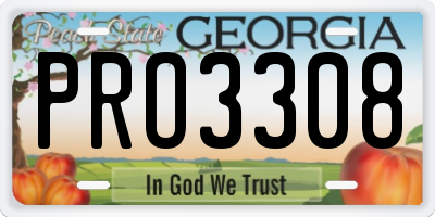 GA license plate PRO3308