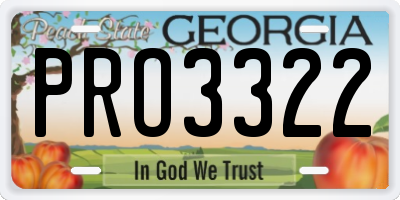 GA license plate PRO3322