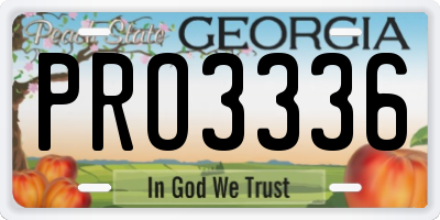 GA license plate PRO3336