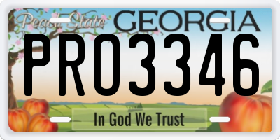 GA license plate PRO3346