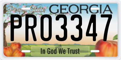 GA license plate PRO3347