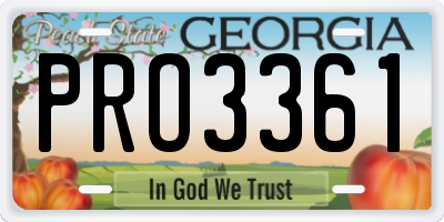 GA license plate PRO3361