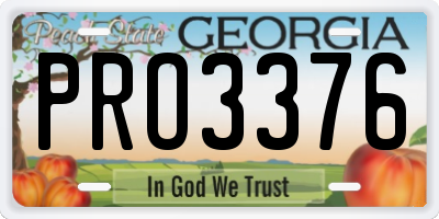 GA license plate PRO3376