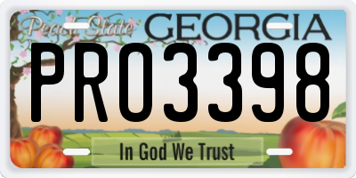 GA license plate PRO3398