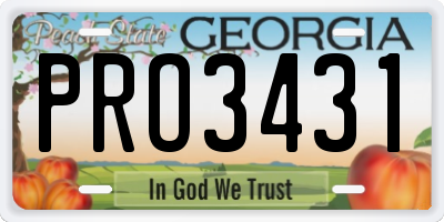 GA license plate PRO3431