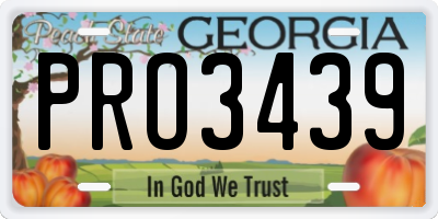 GA license plate PRO3439