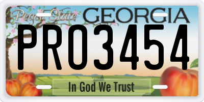 GA license plate PRO3454