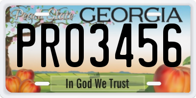GA license plate PRO3456