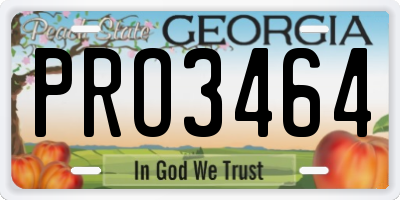 GA license plate PRO3464