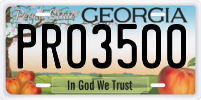 GA license plate PRO3500