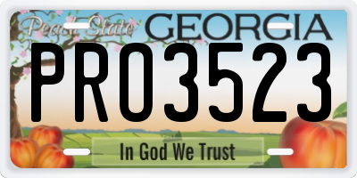 GA license plate PRO3523