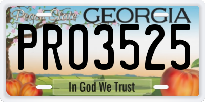 GA license plate PRO3525