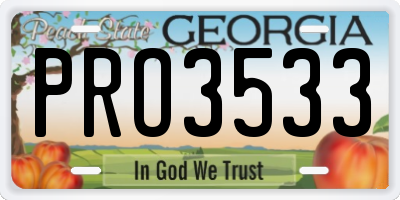 GA license plate PRO3533
