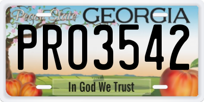 GA license plate PRO3542