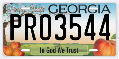GA license plate PRO3544