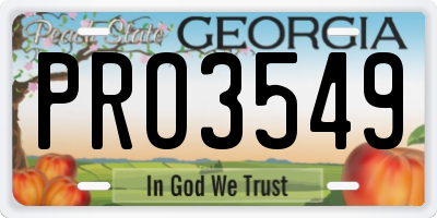 GA license plate PRO3549