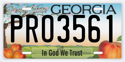 GA license plate PRO3561