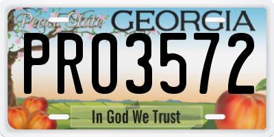 GA license plate PRO3572