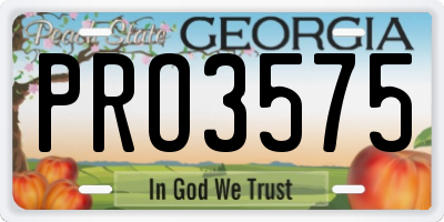 GA license plate PRO3575