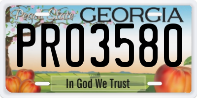 GA license plate PRO3580
