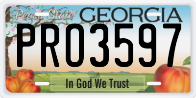 GA license plate PRO3597