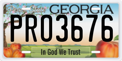 GA license plate PRO3676