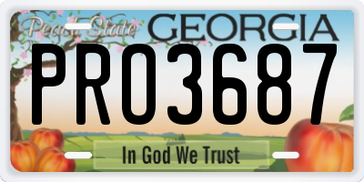 GA license plate PRO3687