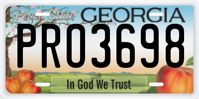 GA license plate PRO3698