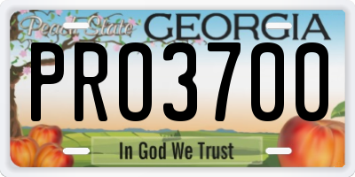 GA license plate PRO3700