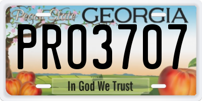 GA license plate PRO3707