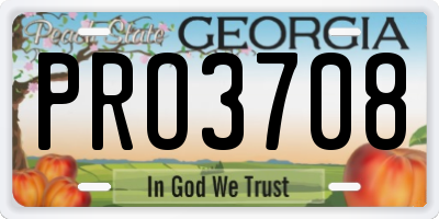 GA license plate PRO3708