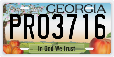 GA license plate PRO3716