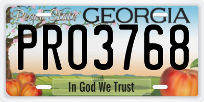 GA license plate PRO3768