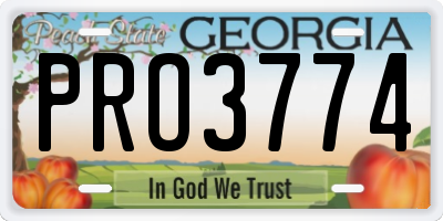 GA license plate PRO3774