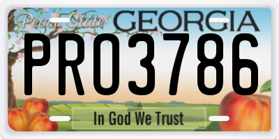 GA license plate PRO3786