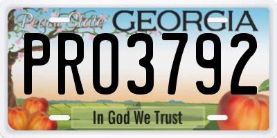 GA license plate PRO3792